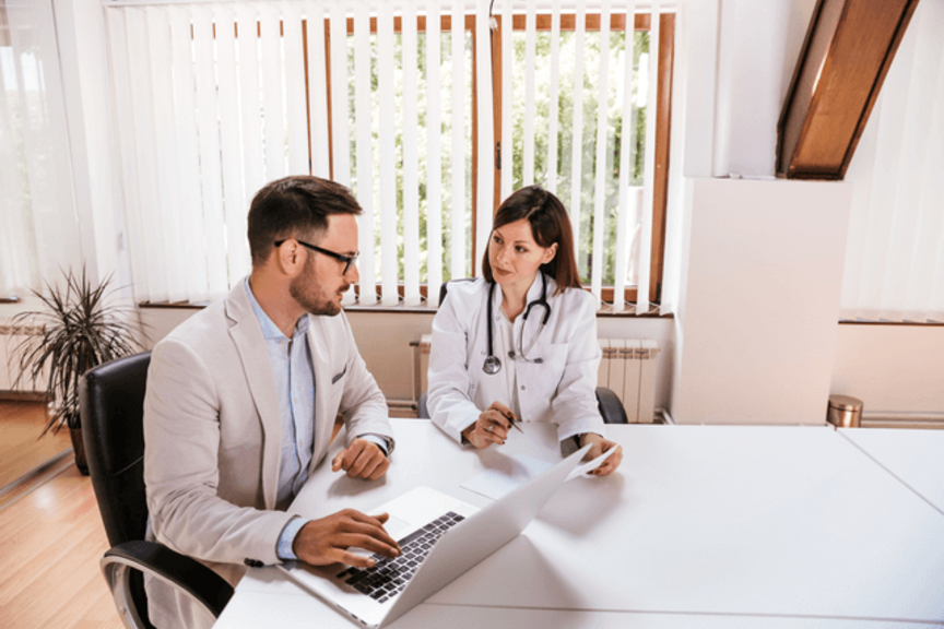 Hospital Department Manager in Meeting