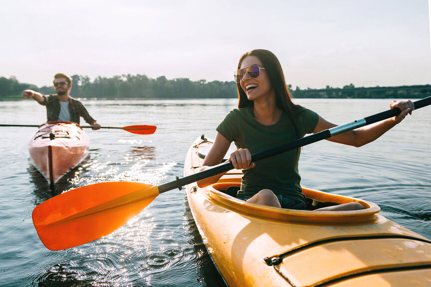Couple Kayaking on a lake