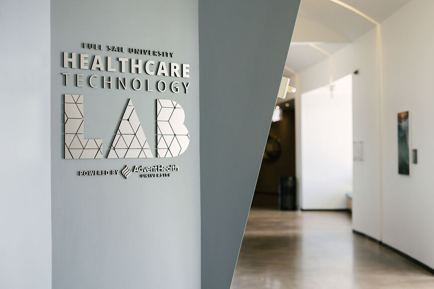The sign outside the Full Sail Healthcare Technology Lab