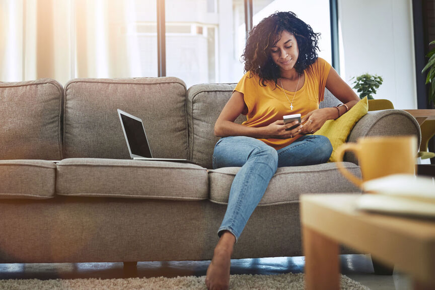 Woman reading on phone