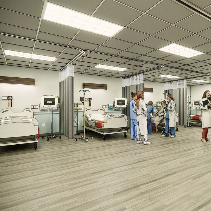 A rendering of the nursing lab at AHU Tampa