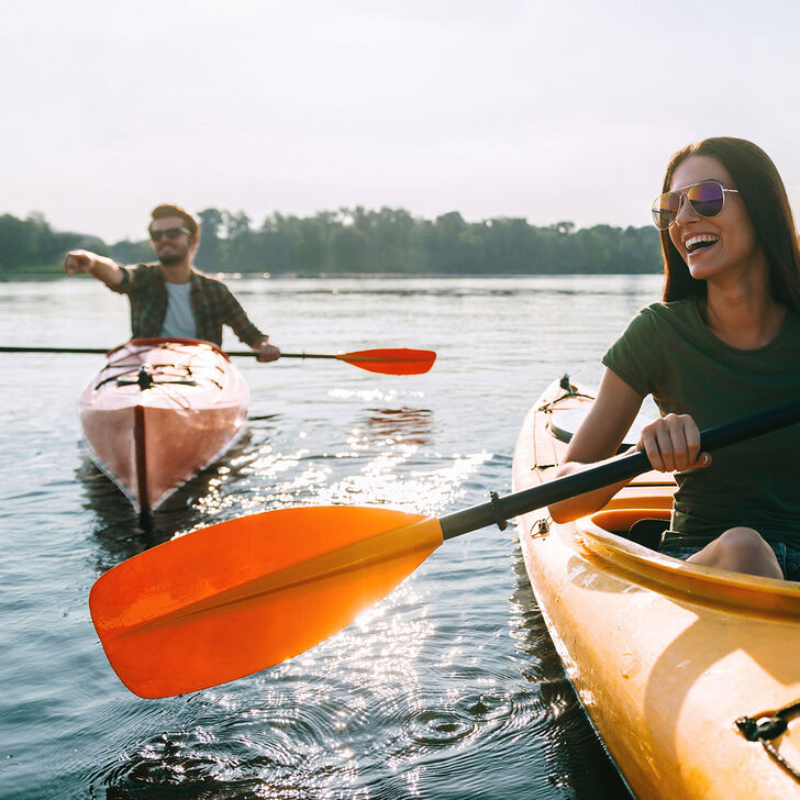 Couple Kayaking on a lake