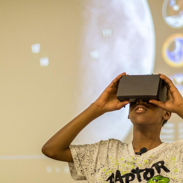 Boy using a VR headset