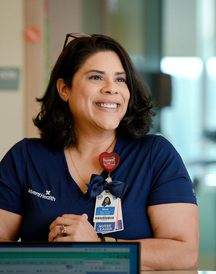 A nurse leader working on a hospital floor